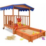Jurhan Pískoviště s verandou HARVY 130x130x143 cm hnědá/modrá 66727 – Zbozi.Blesk.cz