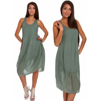 Fashionweek nádherné módní letní bavlněné šaty Boho Italy TC655 khaki