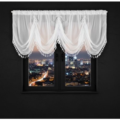 Dekorační krátká záclona s ozdobným řasením s řasící páskou AZARIA bílá 400x150 cm MyBestHome – Zboží Dáma