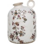 Chic Antique Keramická váza s ouškem a květy Nancy - Ø 12*18 cm - Chic Antique – Hledejceny.cz