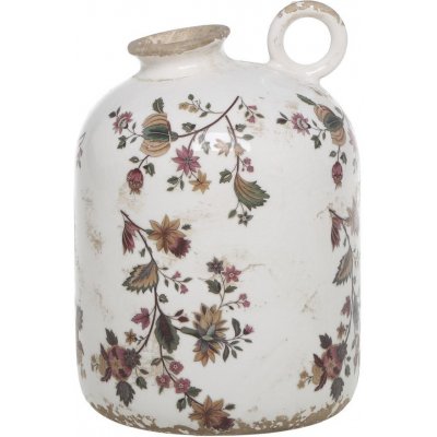 Chic Antique Keramická váza s ouškem a květy Nancy - Ø 12*18 cm - Chic Antique – Hledejceny.cz