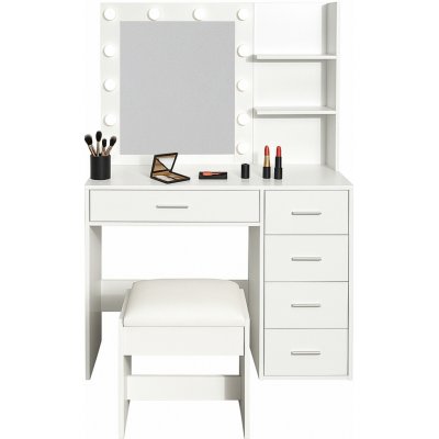 Aga toaletní stolek se zrcadlem a osvětlením matný bílý MRDT22 – Zbozi.Blesk.cz