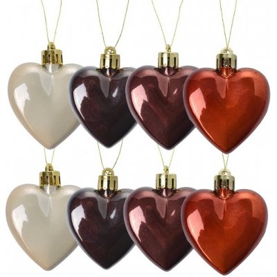 Clayre & Eef Set 8ks vánoční ozdoba plastové metalické srdce - 5*3*5 cm – Hledejceny.cz