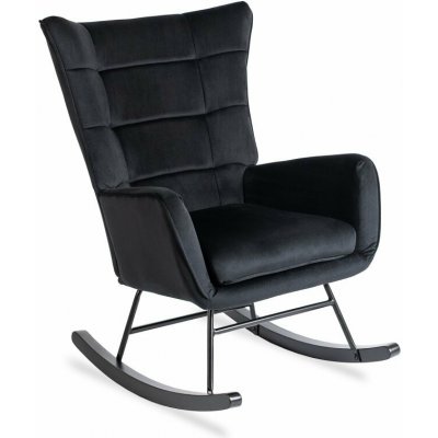 JAKS Houpací křeslo ušák černé velur Jackson – Zboží Dáma