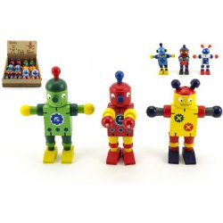 Teddies Robot dřevěný 12 cm