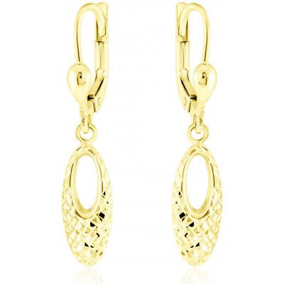 Gemmax Jewelry Elegantní zlaté visací náušnice s diamantovým brusem GLEYN-02208