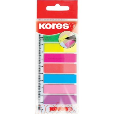 Samolepicí plastové záložky KORES Index strips, 45 x 12 mm, 8 x 25 lístků, nenový mix – Hledejceny.cz