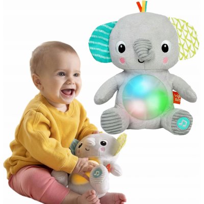 Bright Starts hračka plyšová hudební svítící Hug a bye Baby sloník