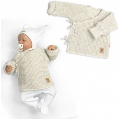 Baby Nellys Kojenecký svetřík rostoucí na zavazování na boku sv. béžová písková – Zboží Dáma