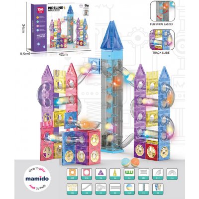 Mamido Barevná magnetická stavebnice kuličková dráha se spirálou 156 dílů – Hledejceny.cz