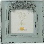 Modrý dřevěný fotorámeček s květinou – 10x10 cm – Zboží Živě