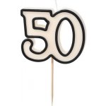 PartyDeco Svíčka narozeninová 50 černo-bílá 5,5 cm – Zbozi.Blesk.cz
