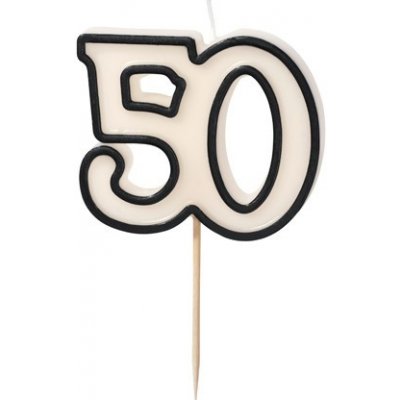 PartyDeco Svíčka narozeninová 50 černo-bílá 5,5 cm – Zbozi.Blesk.cz