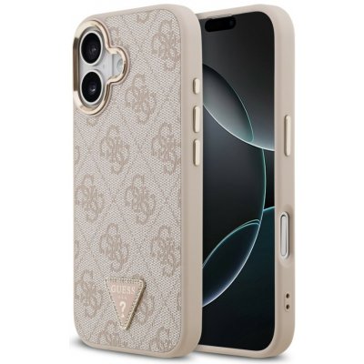 Guess zadní kryt pro iPhone 17, PU Kůže 4G Triangle Logo Gold Frame MagSafe - růžová – Zboží Mobilmania