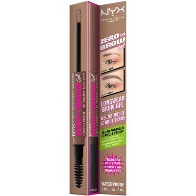 NYX Professional Makeup Zero To Brow barevný gel na obočí 02 Ash Blonde 2 ml – Sleviste.cz