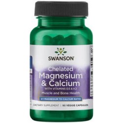 Swanson Albion Magnesium & Calcium with Vitamins D3 & K2 90 kapslí