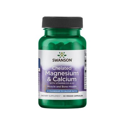 Swanson Albion Magnesium & Calcium with Vitamins D3 & K2 90 kapslí