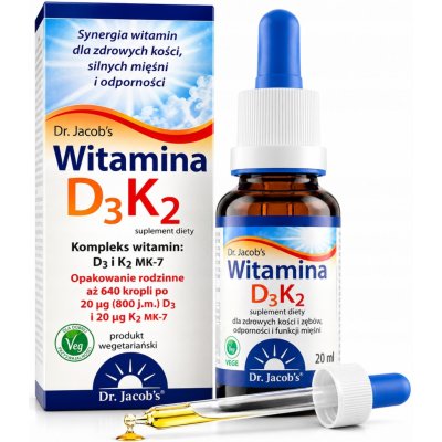 Dr Jacob's Vitamín D3 K2 800 IU kapky 20 ml bez cukru – Hledejceny.cz