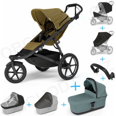 Thule Set 7v1 Urban Glide 3 Nutria green 2024 + pláštěnka + ochranná síť + madlo + korba Mid blue + pláštěnka + ochranná síť na korbu – Hledejceny.cz