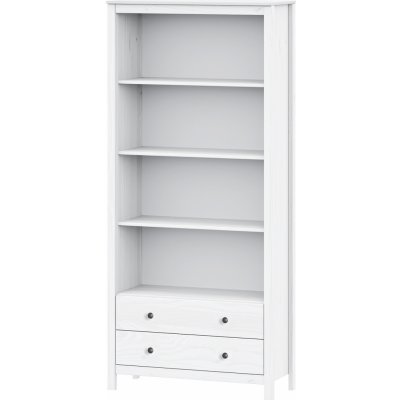 IDEA nábytek Knihovna 2 zásuvky TORINO bílá, kovové úchytky – Zboží Dáma