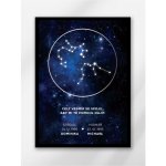Plakát ZNAMENÍ V SOUHVĚZDÍ, ZÁŘIVÁ OBLOHA, pro pár Velikost: Plakát A3 (s rámem), Barva rámu: Černá, Barva plakátu: Tmavě modrá – Hledejceny.cz