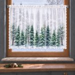 Dekorační krátká vánoční vitrážová záclona do kuchyně VÁNOČNÍ LES 100x60 cm MyBestHome – Hledejceny.cz