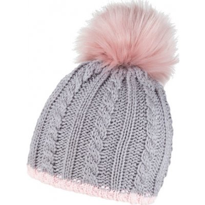coFEE Braid Knit Zimní čepice šedá-růžová – Zboží Mobilmania