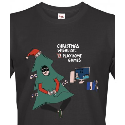 Pánské vánoční tričko Christmas wishlist play some games Canvas pánské tričko s krátkým rukávem 1673 černá – Hledejceny.cz