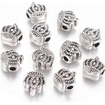 Kovový korálek - starostříbrný - koruna - 12,5 x 12 x 7 mm - 1 ks – Zboží Dáma