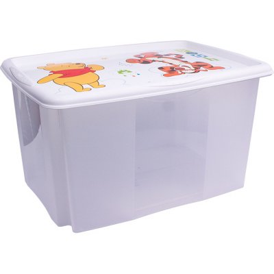 OKT Fashion Plastový box Medvídek Pú 45 l s víkem 55 x 39,5 x 29,5 cm průhledná