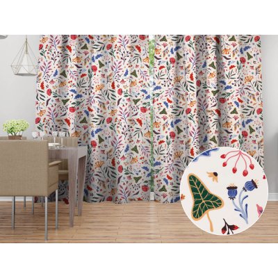 Biante Bavlněný závěs Sandra SA-772 Barevné rostliny na bílém 150x260 cm – Hledejceny.cz