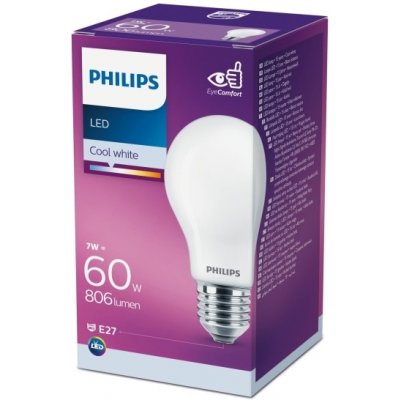 Philips LED žárovka E27 60W 4000K 7W opál – Hledejceny.cz