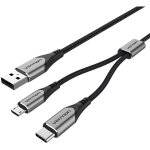 Vention CQGHD USB 2.0 to USB-C & Micro USB Y-Splitter, 0.5m, šedý
