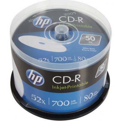 HP CD-R 700MB 52x, printable, cakebox, 50ks (69312) – Zboží Mobilmania