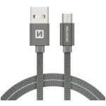 Swissten 71522202 USB 2.0, zástrčka A - zástrčka micro B, opletený, 1,2m, šedý – Zbozi.Blesk.cz