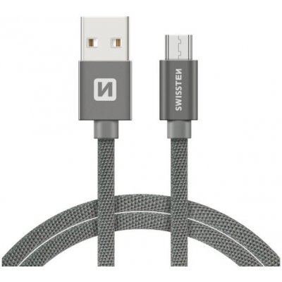 Swissten 71522202 USB 2.0, zástrčka A - zástrčka micro B, opletený, 1,2m, šedý – Zboží Mobilmania