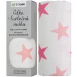 T-tomi Velká bavlněná TETRA osuška 120 x 120 cm Pink stars / růžové hvězdičky – Zboží Mobilmania