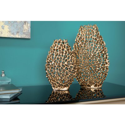 Bighome - Váza ABSTRACT LEAF 30+40 cm sada 2 zlaté – Hledejceny.cz