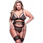 Baci Lingerie Souprava STRAPPY BRA, GARTER & PANTY černá – Zboží Dáma