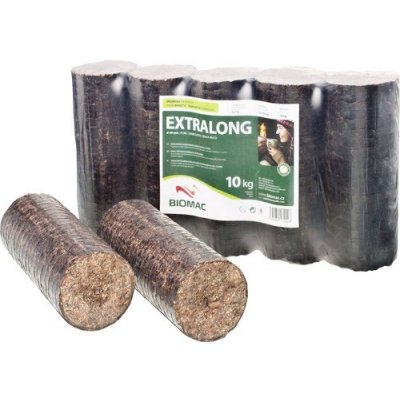 BIOMAC Extralong Dřevěné brikety noční válcové balení 10 kg