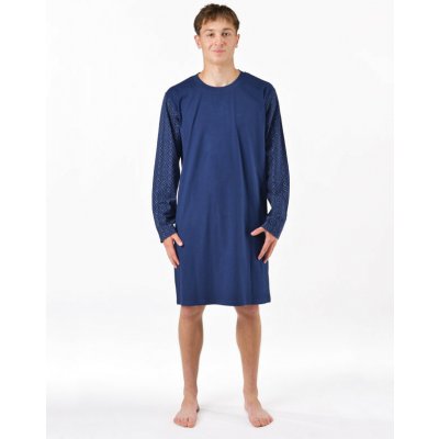 Gino pánská noční košile (79203-DCMMxB) modrá – Zboží Mobilmania