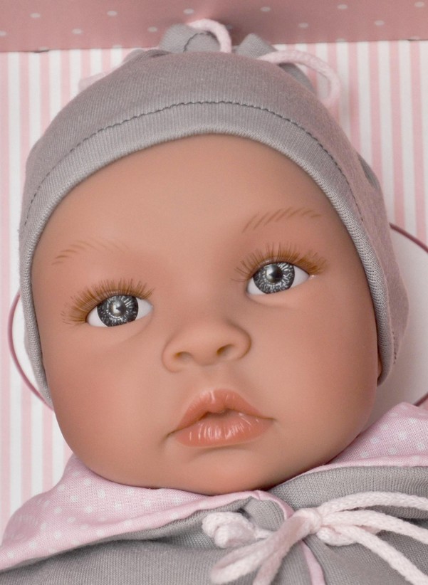 ASIVIL Realistické miminko LEA v soupravě s oboustrannou bundou