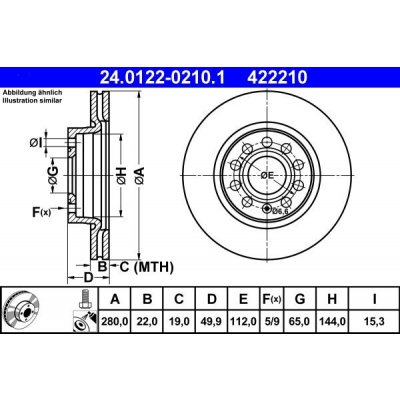 Brzdový kotouč ATE 24.0122-0210 (AT 422210) | Zboží Auto
