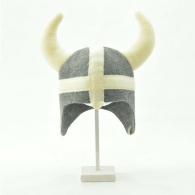 Velforia Čepice Viking šedá s bílými rohy – Zboží Dáma