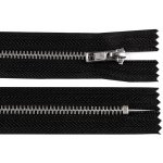 Kovový zip No 3 délka 20 cm kalhotový se stříbrnými zoubky Varianta: 322 černá, Balení: 1 ks – Zboží Mobilmania