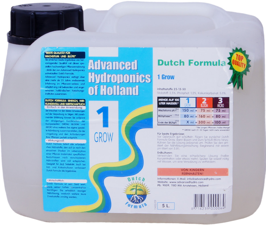Advanced Hydroponics Dutch Formula Grow 5 l