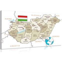 Obraz decentní béžová mapa Maďarska - 120x80