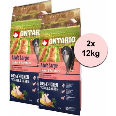 Ontario Adult Large Chicken & Potatoes 2 x 12 kg – Hledejceny.cz