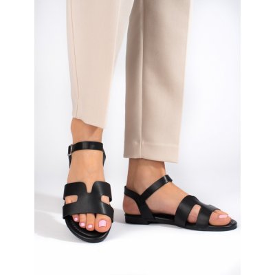 Pk Sandály Exkluzívní dámské sandály černé bez podpatku – Zboží Mobilmania