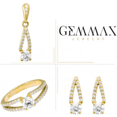 Gemmax Jewelry souprava zlatých šperků se zirkony náušnice prsten a přívěsek GLSYB-1220-1221-1222 – Zbozi.Blesk.cz